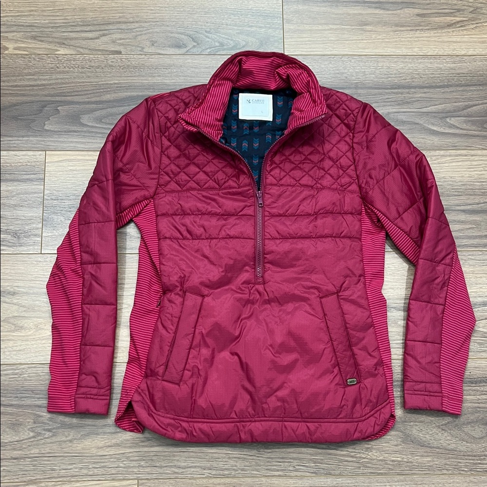 Carve Designs Point Reyes Insulated Pullover in Raspberry Red/Pink Size Large
